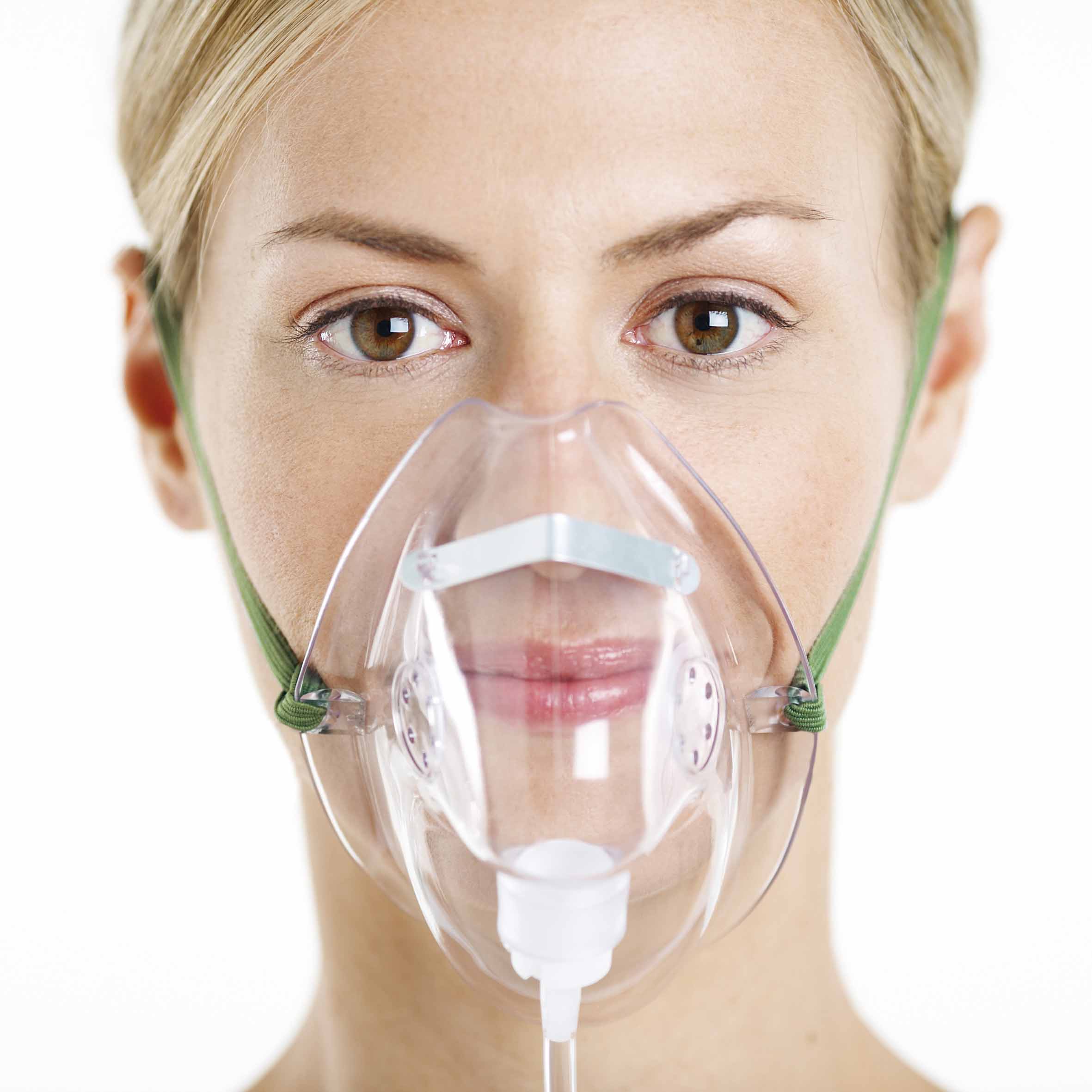Woman Wearing Oxygen Mask
